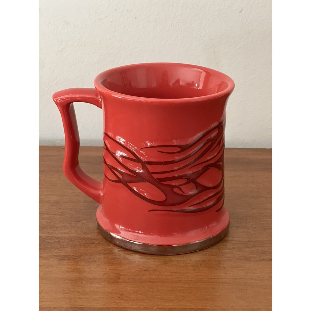 HARLEY DAVIDSON 15 oz. Coffee Cup Mug Red with Raised Embossed Flames 3-D EUC - Picture 3 of 6